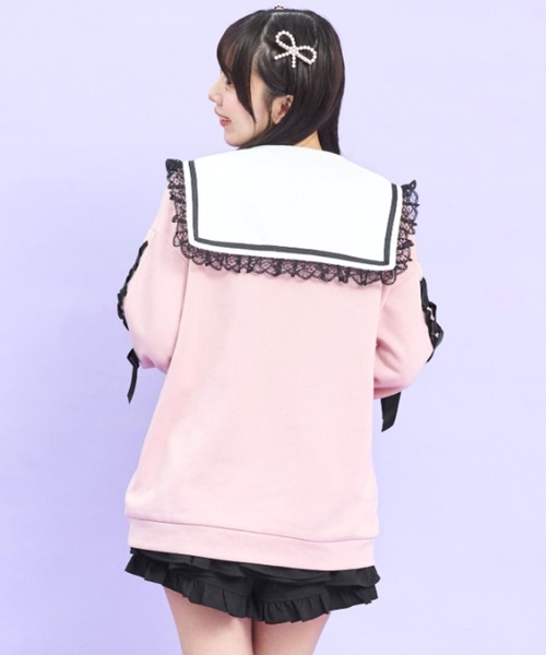 Secret Honey(シークレットハニー)の「セーラーカーディガン(Tシャツ/カットソー・レディース・ブラック/ピンク/オフホワイト・FREE)」の8枚目の写真