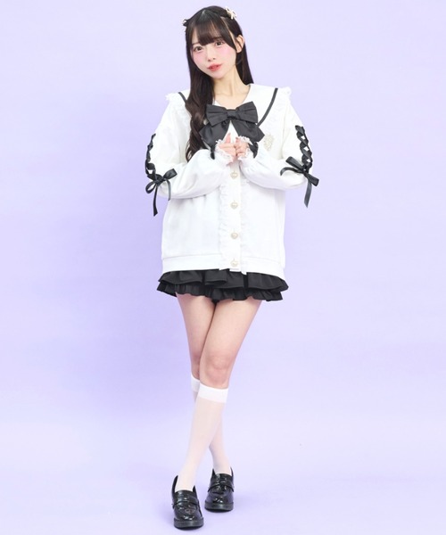 Secret Honey(シークレットハニー)の「セーラーカーディガン(Tシャツ/カットソー・レディース・ブラック/ピンク/オフホワイト・FREE)」の4枚目の写真