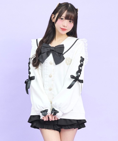 Secret Honey(シークレットハニー)の「セーラーカーディガン(Tシャツ/カットソー・レディース・ブラック/ピンク/オフホワイト・FREE)」の5枚目の写真
