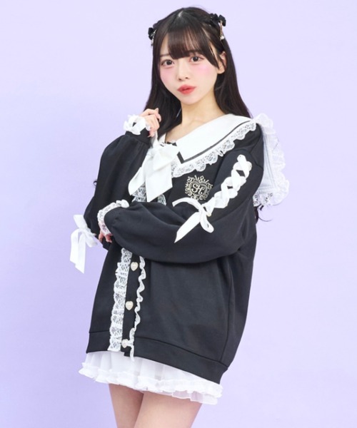 Secret Honey(シークレットハニー)の「セーラーカーディガン(Tシャツ/カットソー・レディース・ブラック/ピンク/オフホワイト・FREE)」の9枚目の写真