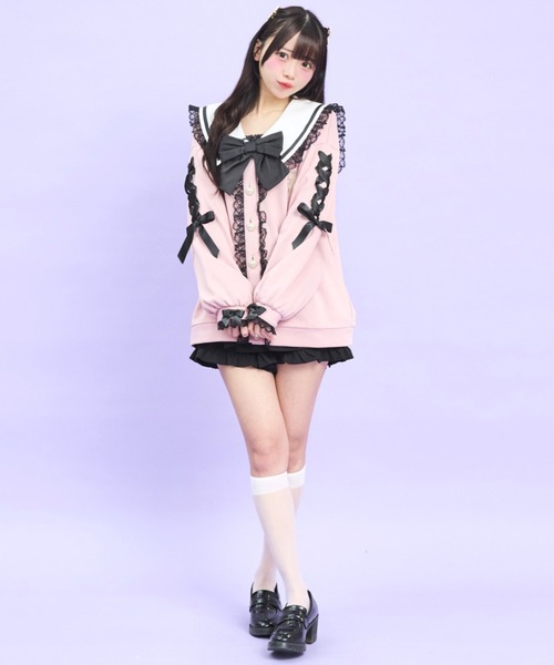 Secret Honey(シークレットハニー)の「セーラーカーディガン(Tシャツ/カットソー・レディース・ブラック/ピンク/オフホワイト・FREE)」の7枚目の写真