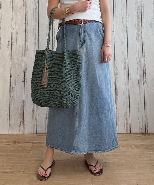 LBC（エルビーシー）の「雑材タッセル付きトートバッグ（ショルダーバッグ・レディース・ブラウン/グリーン/ベージュ・FREE）」の5枚目の写真