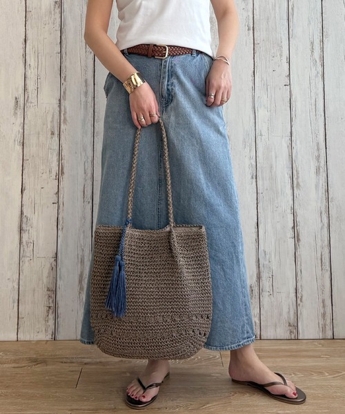 LBC（エルビーシー）の「雑材タッセル付きトートバッグ（ショルダーバッグ・レディース・ブラウン/グリーン/ベージュ・FREE）」の6枚目の写真