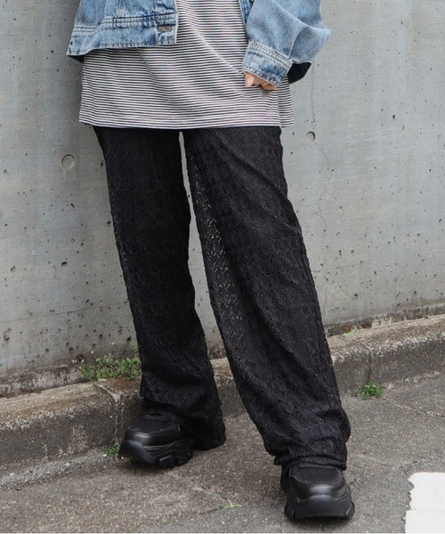 CECIL McBEE(セシルマクビー)の「カットレースストレートパンツ(その他パンツ・レディース・ブラック/アイボリー/ブルー・MEDIUM/LARGE)」の3枚目の写真