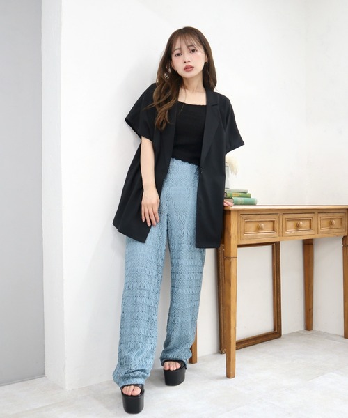 CECIL McBEE(セシルマクビー)の「カットレースストレートパンツ(その他パンツ・レディース・ブラック/アイボリー/ブルー・MEDIUM/LARGE)」の12枚目の写真