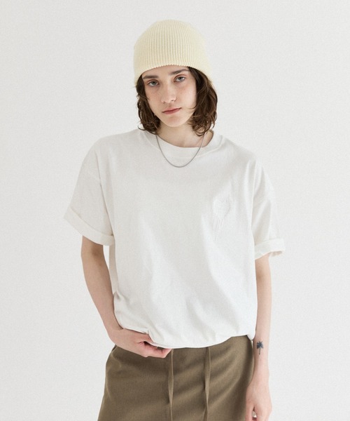 ONCILY（オンシェリー）の「26SS HEART LOGO DRAW CODE T-SHIRT / ハートロゴドローコードTシャツ（Tシャツ/カットソー・メンズ・ピンク/ホワイト系その他3/ホワイト系その他/ホワイト系その他5/ライトブルー/ブラック系その他2/ブラック/ネイビー系/ブラック系その他3/ブラック系その他/ホワイト系その他4/ホワイト系その他2/ボルドー/ネイビー系1・SMALL/LARGE/MEDIUM）」の2枚目の写真