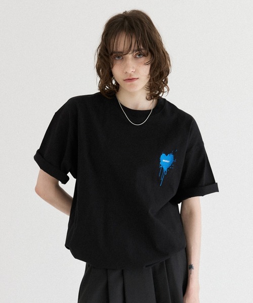ONCILY（オンシェリー）の「26SS HEART LOGO DRAW CODE T-SHIRT / ハートロゴドローコードTシャツ（Tシャツ/カットソー・メンズ・ピンク/ホワイト系その他3/ホワイト系その他/ホワイト系その他5/ライトブルー/ブラック系その他2/ブラック/ネイビー系/ブラック系その他3/ブラック系その他/ホワイト系その他4/ホワイト系その他2/ボルドー/ネイビー系1・SMALL/LARGE/MEDIUM）」の8枚目の写真