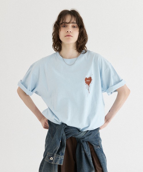 ONCILY（オンシェリー）の「26SS HEART LOGO DRAW CODE T-SHIRT / ハートロゴドローコードTシャツ（Tシャツ/カットソー・メンズ・ピンク/ホワイト系その他3/ホワイト系その他/ホワイト系その他5/ライトブルー/ブラック系その他2/ブラック/ネイビー系/ブラック系その他3/ブラック系その他/ホワイト系その他4/ホワイト系その他2/ボルドー/ネイビー系1・SMALL/LARGE/MEDIUM）」の10枚目の写真