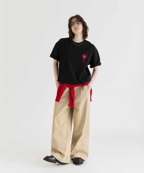 ONCILY（オンシェリー）の「26SS HEART LOGO DRAW CODE T-SHIRT / ハートロゴドローコードTシャツ（Tシャツ/カットソー・メンズ・ピンク/ホワイト系その他3/ホワイト系その他/ホワイト系その他5/ライトブルー/ブラック系その他2/ブラック/ネイビー系/ブラック系その他3/ブラック系その他/ホワイト系その他4/ホワイト系その他2/ボルドー/ネイビー系1・SMALL/LARGE/MEDIUM）」の16枚目の写真