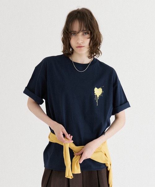 美品 rosymonster ロージーモンスター ハートロゴシャツ ネイビー Rosy Monster / ロージーモンスター | フリル 装飾 シャツ ブラウス