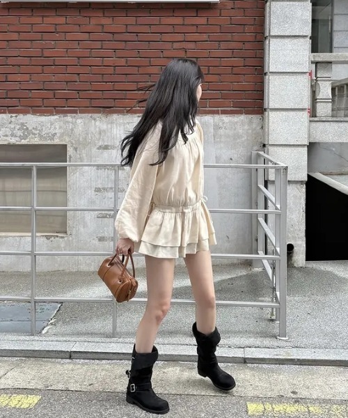 FAVORITO(ファヴォリート)の「クルーネックショートワンピース(ワンピース・レディース・ベージュ・F)」の19枚目の写真