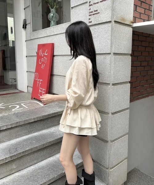 FAVORITO(ファヴォリート)の「クルーネックショートワンピース(ワンピース・レディース・ベージュ・F)」の16枚目の写真
