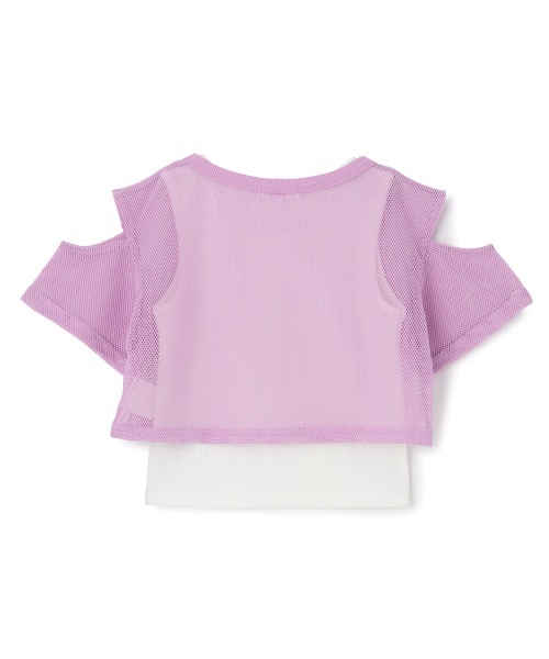 PINK-latte（ピンクラテ）の「【セットアイテム】肩あきメッシュ半袖T＋タンクセット（Tシャツ/カットソー・キッズ・ラベンダー/オフホワイト/ブラック/サックスブルー・120cm/140cm/130cm/160cm/150cm）」の5枚目の写真