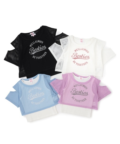 PINK-latte（ピンクラテ）の「【セットアイテム】肩あきメッシュ半袖T＋タンクセット（Tシャツ/カットソー・キッズ・ラベンダー/オフホワイト/ブラック/サックスブルー・120cm/140cm/130cm/160cm/150cm）」の13枚目の写真