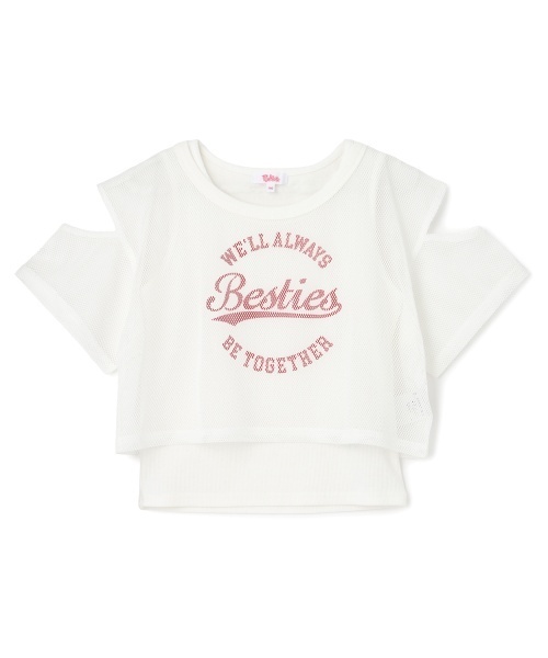 PINK-latte（ピンクラテ）の「【セットアイテム】肩あきメッシュ半袖T＋タンクセット（Tシャツ/カットソー・キッズ・ラベンダー/オフホワイト/ブラック/サックスブルー・120cm/140cm/130cm/160cm/150cm）」の14枚目の写真