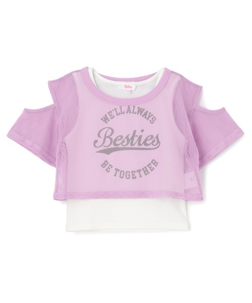 PINK-latte（ピンクラテ）の「【セットアイテム】肩あきメッシュ半袖T＋タンクセット（Tシャツ/カットソー・キッズ・ラベンダー/オフホワイト/ブラック/サックスブルー・120cm/140cm/130cm/160cm/150cm）」の16枚目の写真
