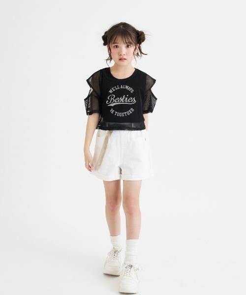 PINK-latte（ピンクラテ）の「【セットアイテム】肩あきメッシュ半袖T＋タンクセット（Tシャツ/カットソー・キッズ・ラベンダー/オフホワイト/ブラック/サックスブルー・120cm/140cm/130cm/160cm/150cm）」の18枚目の写真