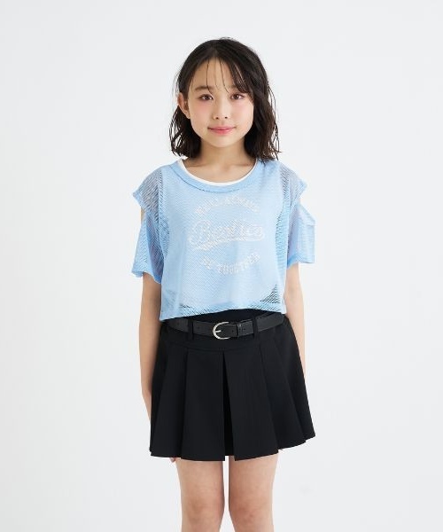 PINK-latte（ピンクラテ）の「【セットアイテム】肩あきメッシュ半袖T＋タンクセット（Tシャツ/カットソー・キッズ・ラベンダー/オフホワイト/ブラック/サックスブルー・120cm/140cm/130cm/160cm/150cm）」の22枚目の写真