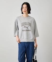 Idnes ミニ裏毛 フロントプリント 5分袖Tシャツ