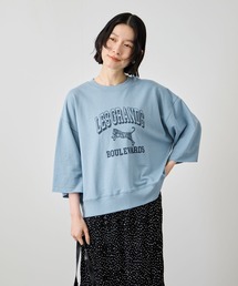 Idnes　ミニ裏毛 フロントプリント 5分袖Tシャツ