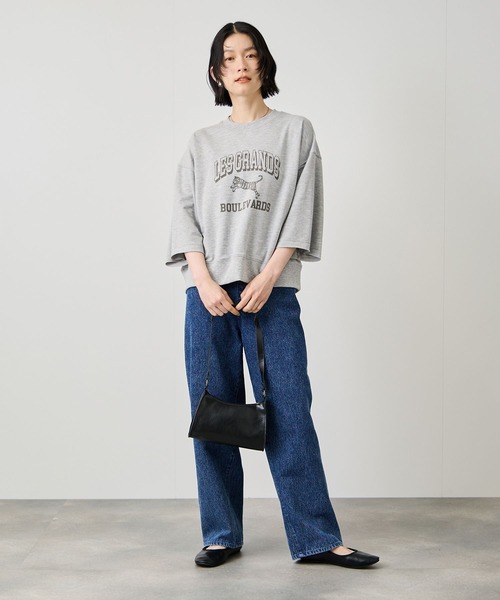 Mac-House（マックハウス）の「Idnes　ミニ裏毛 フロントプリント 5分袖Tシャツ（Tシャツ/カットソー・レディース・グレー/サックスブルー/ブラウン・FREE）」の8枚目の写真