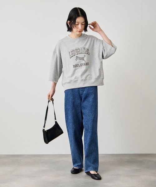 Mac-House（マックハウス）の「Idnes　ミニ裏毛 フロントプリント 5分袖Tシャツ（Tシャツ/カットソー・レディース・グレー/サックスブルー/ブラウン・FREE）」の9枚目の写真