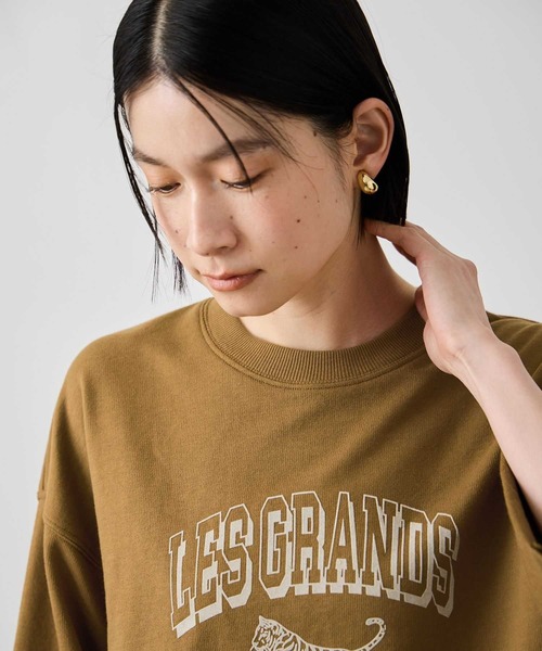 Mac-House（マックハウス）の「Idnes　ミニ裏毛 フロントプリント 5分袖Tシャツ（Tシャツ/カットソー・レディース・グレー/サックスブルー/ブラウン・FREE）」の13枚目の写真