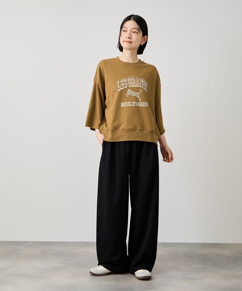 Mac-House（マックハウス）の「Idnes　ミニ裏毛 フロントプリント 5分袖Tシャツ（Tシャツ/カットソー・レディース・グレー/サックスブルー/ブラウン・FREE）」の14枚目の写真