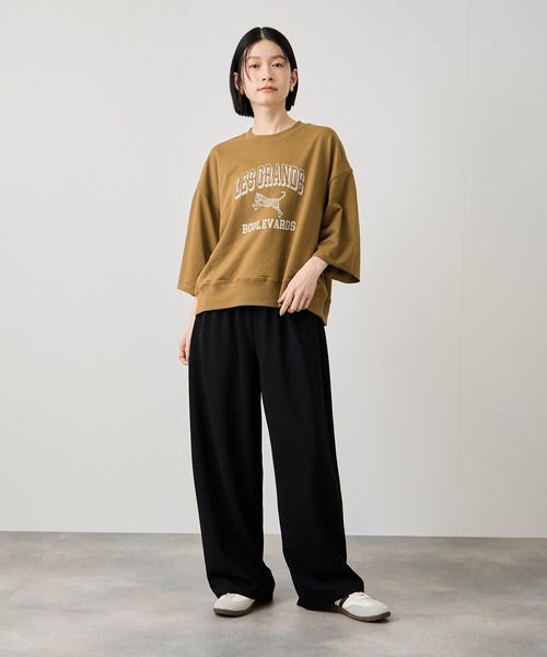 Mac-House（マックハウス）の「Idnes　ミニ裏毛 フロントプリント 5分袖Tシャツ（Tシャツ/カットソー・レディース・グレー/サックスブルー/ブラウン・FREE）」の15枚目の写真