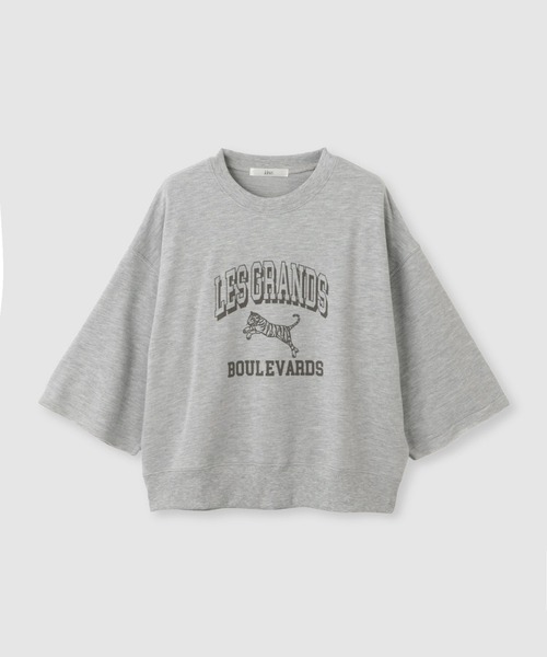 Mac-House（マックハウス）の「Idnes　ミニ裏毛 フロントプリント 5分袖Tシャツ（Tシャツ/カットソー・レディース・グレー/サックスブルー/ブラウン・FREE）」の19枚目の写真