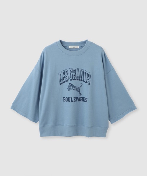 Mac-House（マックハウス）の「Idnes　ミニ裏毛 フロントプリント 5分袖Tシャツ（Tシャツ/カットソー・レディース・グレー/サックスブルー/ブラウン・FREE）」の21枚目の写真
