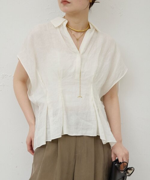 GALLARDAGALANTE（ガリャルダガランテ）の「【WEB限定】ハーフスリーブウエストシェイプシャツ（シャツ/ブラウス・レディース・ホワイト/ブラウン/ピンク/ブラック・FREE）」の12枚目の写真