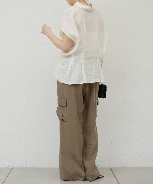 GALLARDAGALANTE（ガリャルダガランテ）の「【WEB限定】ハーフスリーブウエストシェイプシャツ（シャツ/ブラウス・レディース・ホワイト/ブラウン/ピンク/ブラック・FREE）」の8枚目の写真