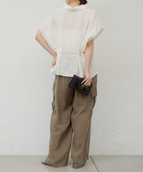 GALLARDAGALANTE（ガリャルダガランテ）の「【WEB限定】ハーフスリーブウエストシェイプシャツ（シャツ/ブラウス・レディース・ホワイト/ブラウン/ピンク/ブラック・FREE）」の7枚目の写真