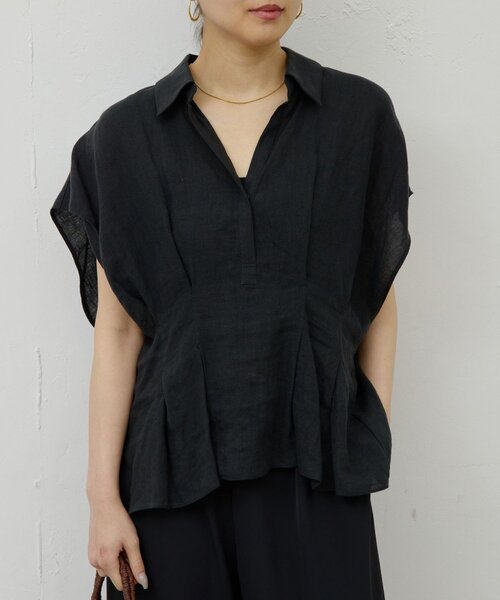 GALLARDAGALANTE（ガリャルダガランテ）の「【WEB限定】ハーフスリーブウエストシェイプシャツ（シャツ/ブラウス・レディース・ホワイト/ブラウン/ピンク/ブラック・FREE）」の5枚目の写真