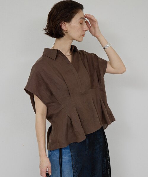 WEB限定】ハーフスリーブウエストシェイプシャツ（シャツ/ブラウス