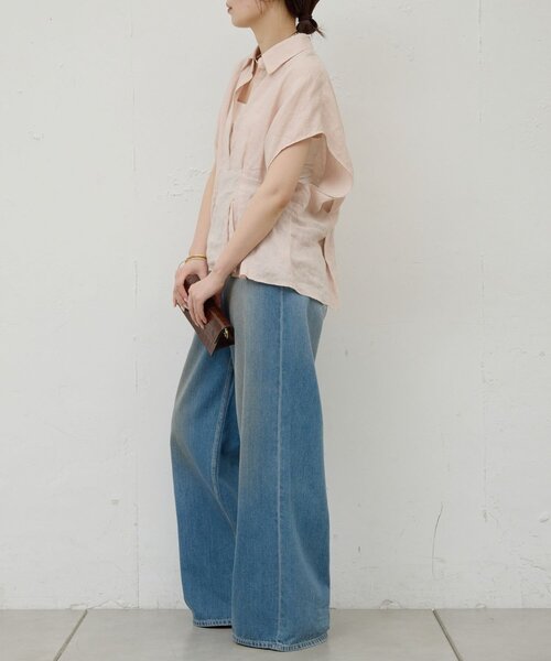 GALLARDAGALANTE（ガリャルダガランテ）の「【WEB限定】ハーフスリーブウエストシェイプシャツ（シャツ/ブラウス・レディース・ホワイト/ブラウン/ピンク/ブラック・FREE）」の22枚目の写真