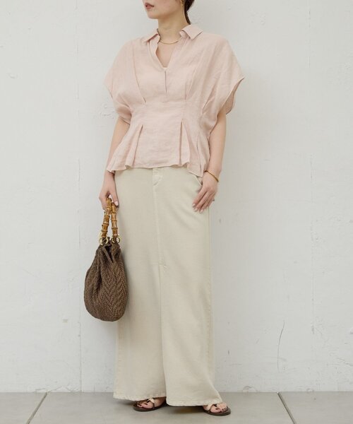 GALLARDAGALANTE（ガリャルダガランテ）の「【WEB限定】ハーフスリーブウエストシェイプシャツ（シャツ/ブラウス・レディース・ホワイト/ブラウン/ピンク/ブラック・FREE）」の20枚目の写真