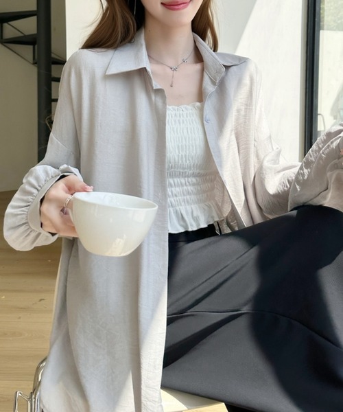 Ada.(エイダ)の「ワッシャー加工 ボリュームスリーブ 長袖 レギュラーシャツ(シャツ/ブラウス・レディース・ブルー/グレー/ピンク/アイボリー・FREE)」の12枚目の写真