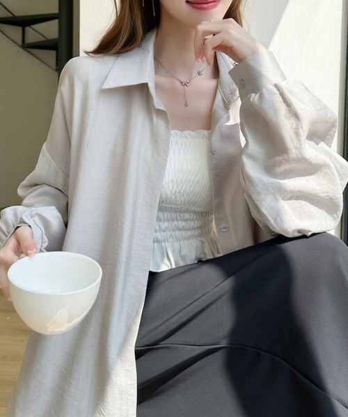 Ada.(エイダ)の「ワッシャー加工 ボリュームスリーブ 長袖 レギュラーシャツ(シャツ/ブラウス・レディース・ブルー/グレー/ピンク/アイボリー・FREE)」の13枚目の写真