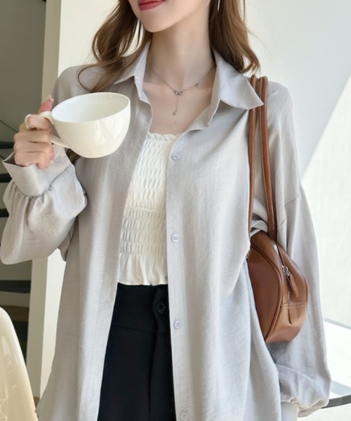 Ada.(エイダ)の「ワッシャー加工 ボリュームスリーブ 長袖 レギュラーシャツ(シャツ/ブラウス・レディース・ブルー/グレー/ピンク/アイボリー・FREE)」の15枚目の写真
