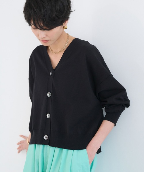 BARNYARDSTORM（バンヤードストーム）の「BARNYARDSTORM /  ワイドシルエットＶカーディガン / ハンドウォッシャブル（カーディガン/ボレロ・レディース・セージグリーン/ブラック・FREE）」の3枚目の写真
