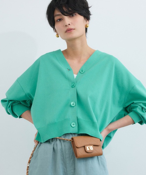 BARNYARDSTORM（バンヤードストーム）の「BARNYARDSTORM /  ワイドシルエットＶカーディガン / ハンドウォッシャブル（カーディガン/ボレロ・レディース・セージグリーン/ブラック・FREE）」の8枚目の写真