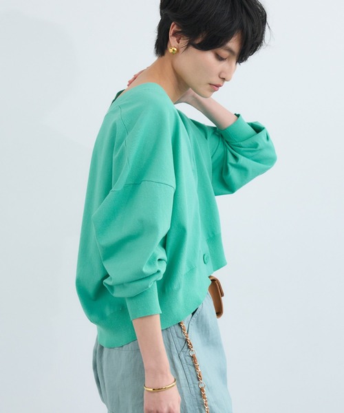 BARNYARDSTORM（バンヤードストーム）の「BARNYARDSTORM /  ワイドシルエットＶカーディガン / ハンドウォッシャブル（カーディガン/ボレロ・レディース・セージグリーン/ブラック・FREE）」の9枚目の写真