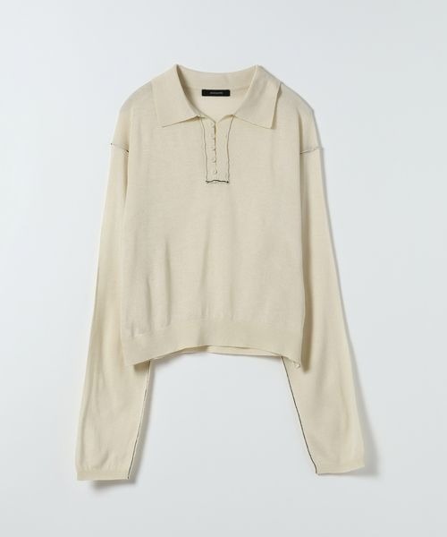 JEANASIS（ジーナシス）の「14Gシアーポロニット/668746（ポロシャツ・レディース・チャコールグレー/ブラウン系その他/アイボリー・FREE）」の2枚目の写真