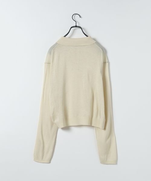 JEANASIS（ジーナシス）の「14Gシアーポロニット/668746（ポロシャツ・レディース・チャコールグレー/ブラウン系その他/アイボリー・FREE）」の4枚目の写真