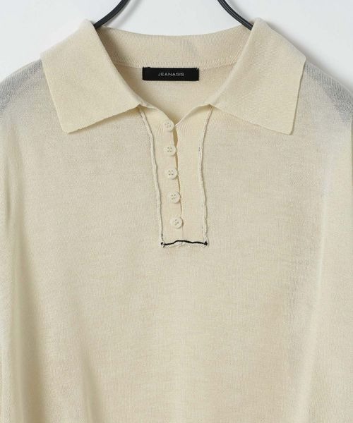 JEANASIS（ジーナシス）の「14Gシアーポロニット/668746（ポロシャツ・レディース・チャコールグレー/ブラウン系その他/アイボリー・FREE）」の5枚目の写真