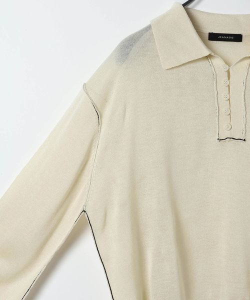 JEANASIS（ジーナシス）の「14Gシアーポロニット/668746（ポロシャツ・レディース・チャコールグレー/ブラウン系その他/アイボリー・FREE）」の6枚目の写真