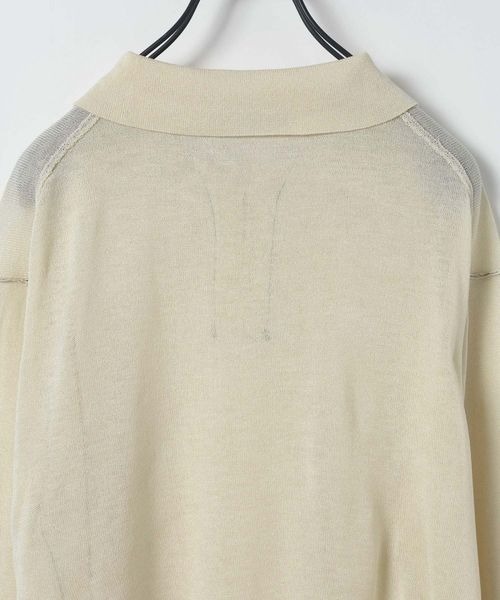 JEANASIS（ジーナシス）の「14Gシアーポロニット/668746（ポロシャツ・レディース・チャコールグレー/ブラウン系その他/アイボリー・FREE）」の9枚目の写真