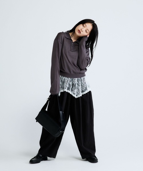 JEANASIS（ジーナシス）の「14Gシアーポロニット/668746（ポロシャツ・レディース・チャコールグレー/ブラウン系その他/アイボリー・FREE）」の14枚目の写真